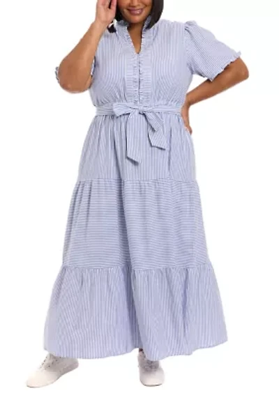 Plus Short Sleeve Tiered Maxi Dress