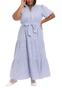 Plus Short Sleeve Tiered Maxi Dress