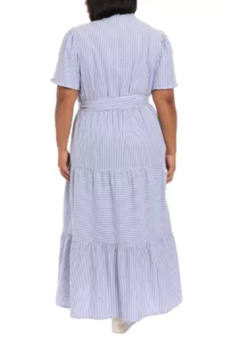 Plus Short Sleeve Tiered Maxi Dress