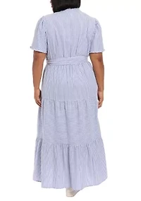 Plus Short Sleeve Tiered Maxi Dress