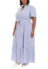 Plus Short Sleeve Tiered Maxi Dress