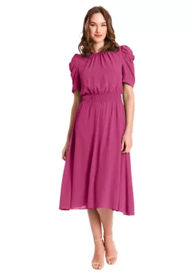 Women's Short Sleeve Chiffon Midi Dress