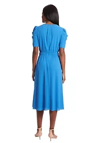 Women's Short Sleeve Chiffon Midi Dress