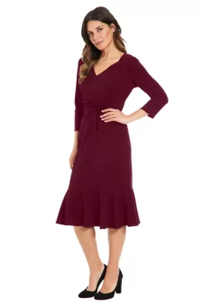 Women's V-Neck Solid Scuba A-Line Dress