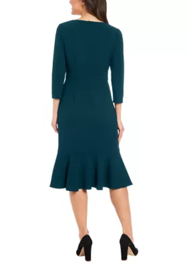 Calvin Klein Scuba Suede V-Neck Front Zip A-Line Dress at Hamilton Place in Chattanooga, TN Calvin Klein Scuba Suede V-Neck Front Zip A-Line Dress at Hamilton Place in Chattanooga, TN