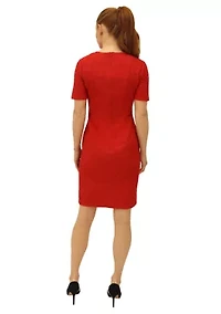 Women's Solid V-Neck Bouclé Sheath Dress