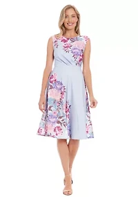 Women's Cap Sleeve Asymmetric Seamed Flare Dress