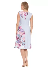 Women's Cap Sleeve Asymmetric Seamed Flare Dress