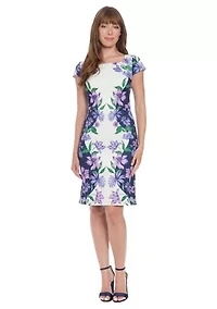 Women's Sleeveless Square Neck Floral Scuba Dress