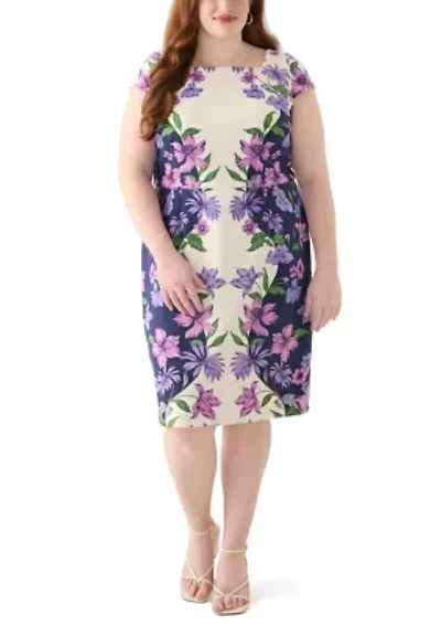 Plus Placement Floral Scuba Midi Dress