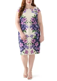Plus Placement Floral Scuba Midi Dress