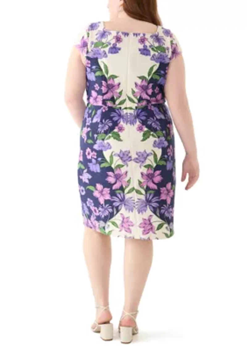 Plus Placement Floral Scuba Midi Dress