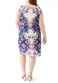 Plus Placement Floral Scuba Midi Dress