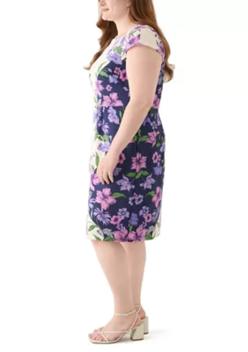 Plus Placement Floral Scuba Midi Dress