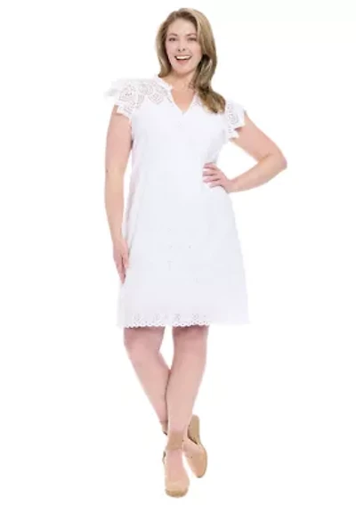 Plus Eyelet Lace A-Line Dress