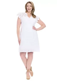 Plus Eyelet Lace A-Line Dress