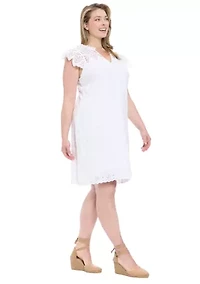 Plus Eyelet Lace A-Line Dress