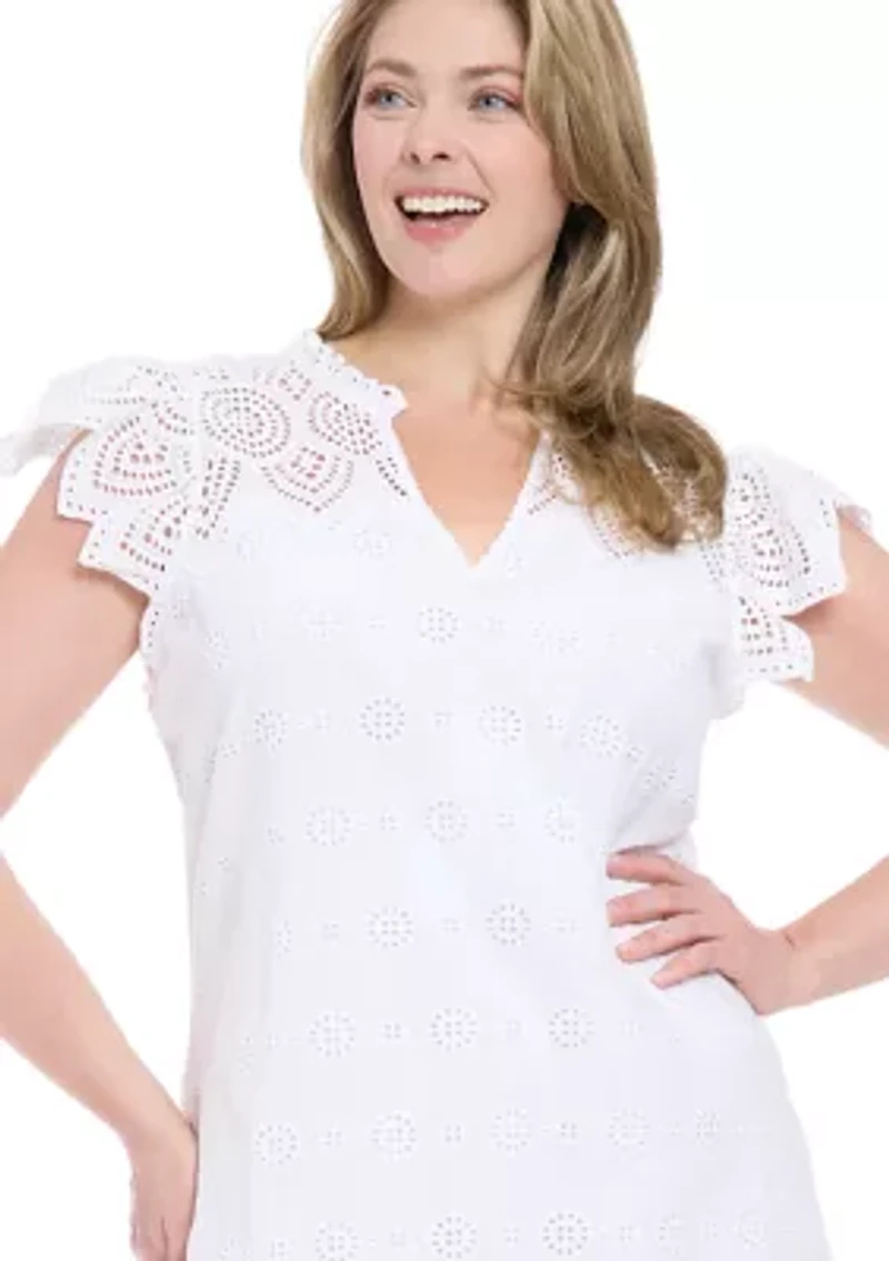 Plus Eyelet Lace A-Line Dress