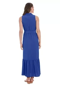 Women's Sleeveless V-Neck Belted Dress
