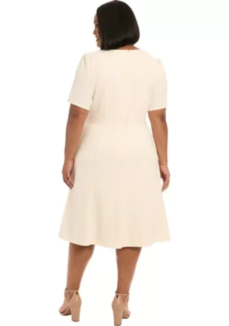 Plus London Times Solid Scuba Crew Dress