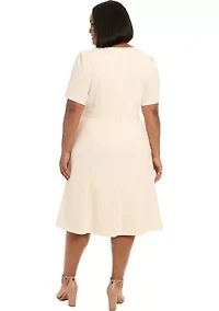 Plus London Times Solid Scuba Crew Dress