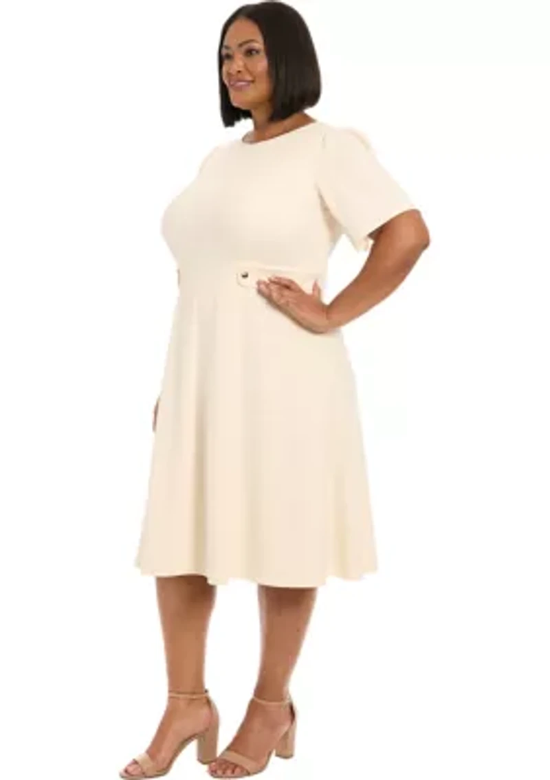Plus London Times Solid Scuba Crew Dress
