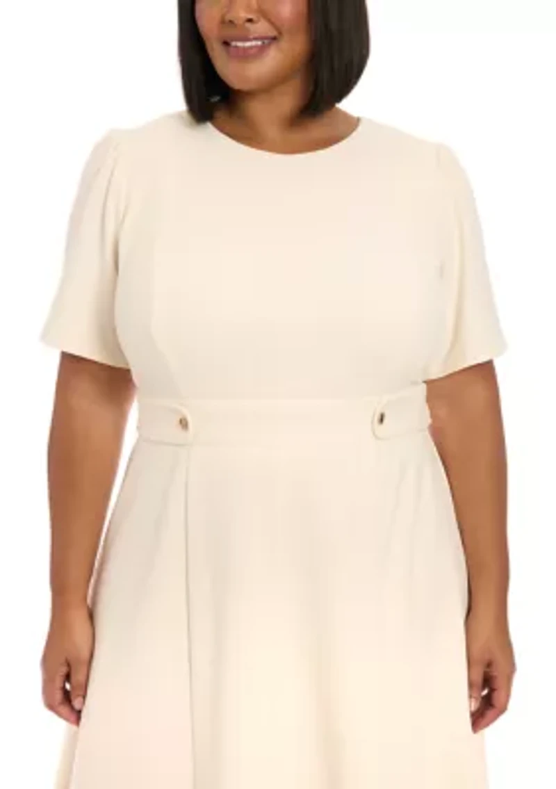 Plus London Times Solid Scuba Crew Dress