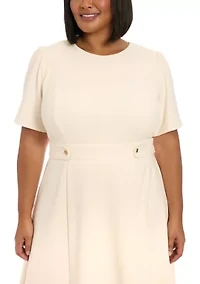 Plus London Times Solid Scuba Crew Dress