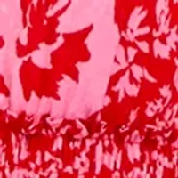 Women's Elbow Sleeve V-Neck Smocked Waist Floral Print Midi Dress