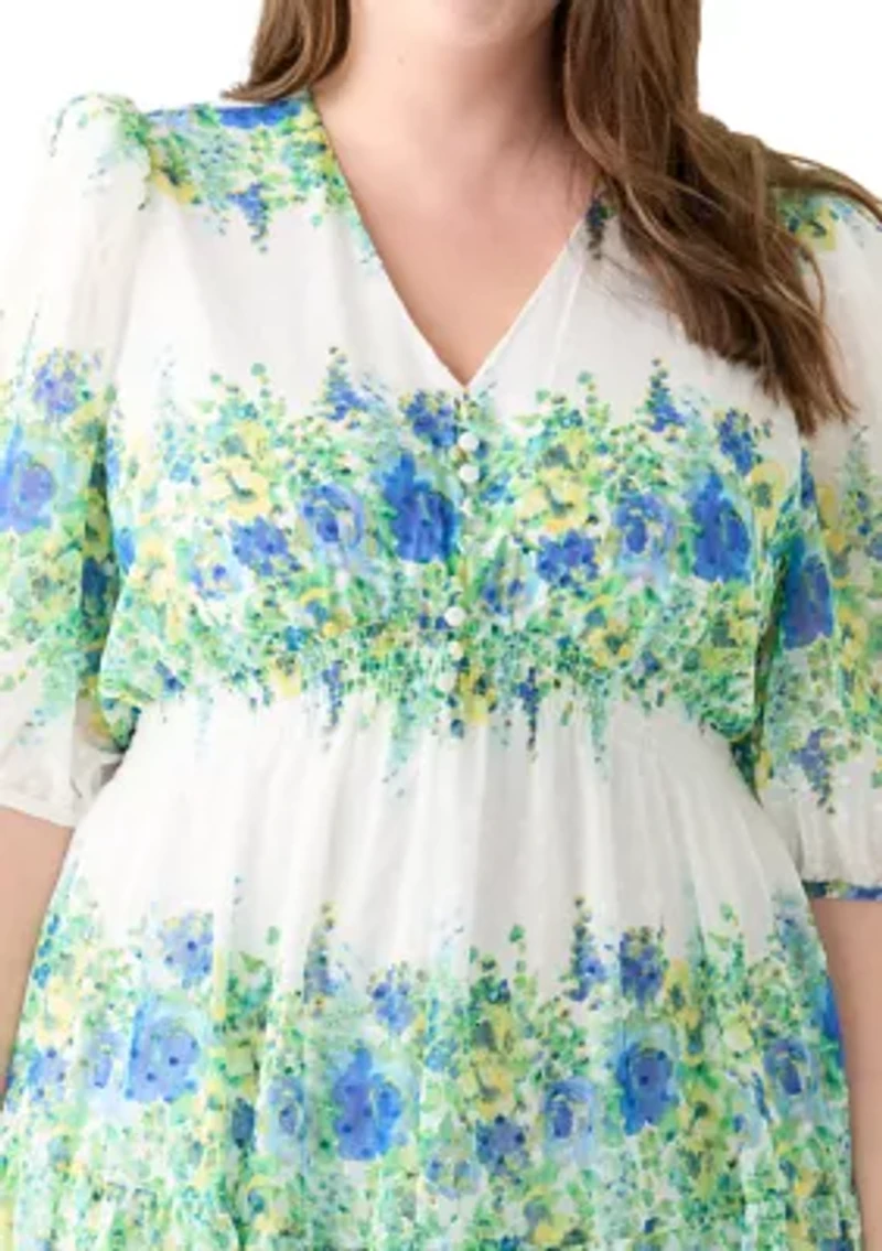 Plus Tiered Smocked Waist Dress