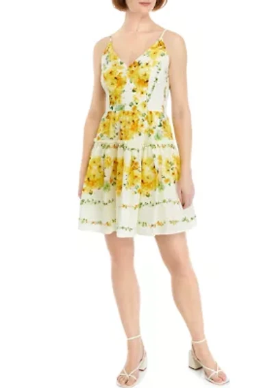 Women's Sleeveless V-Neck Floral Print Mini Dress