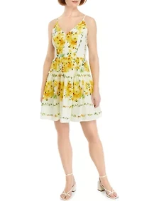 Women's Sleeveless V-Neck Floral Print Mini Dress