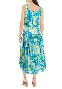 Women's Sleeveless Square Neck Floral Print Dress