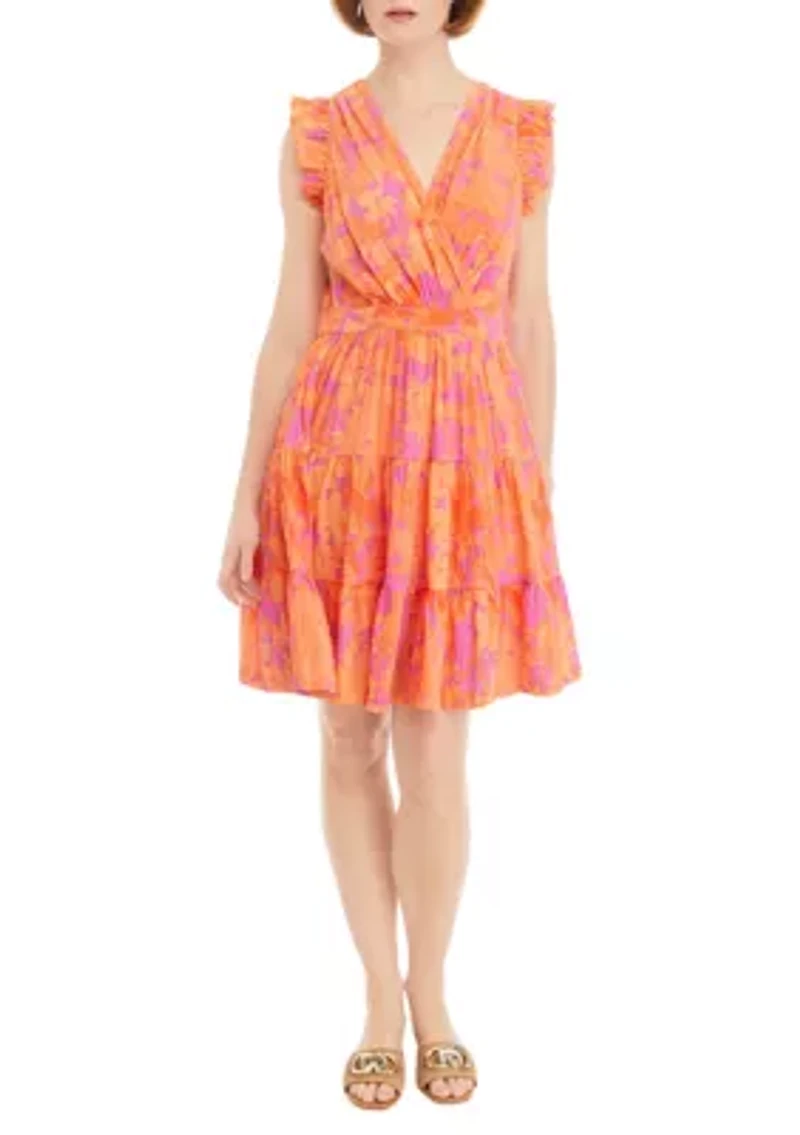 Women's Short Sleeve Floral Print Mini Dress