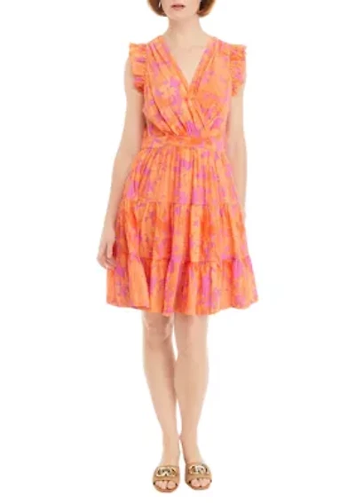 Women's Short Sleeve Floral Print Mini Dress