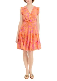 Women's Short Sleeve Floral Print Mini Dress