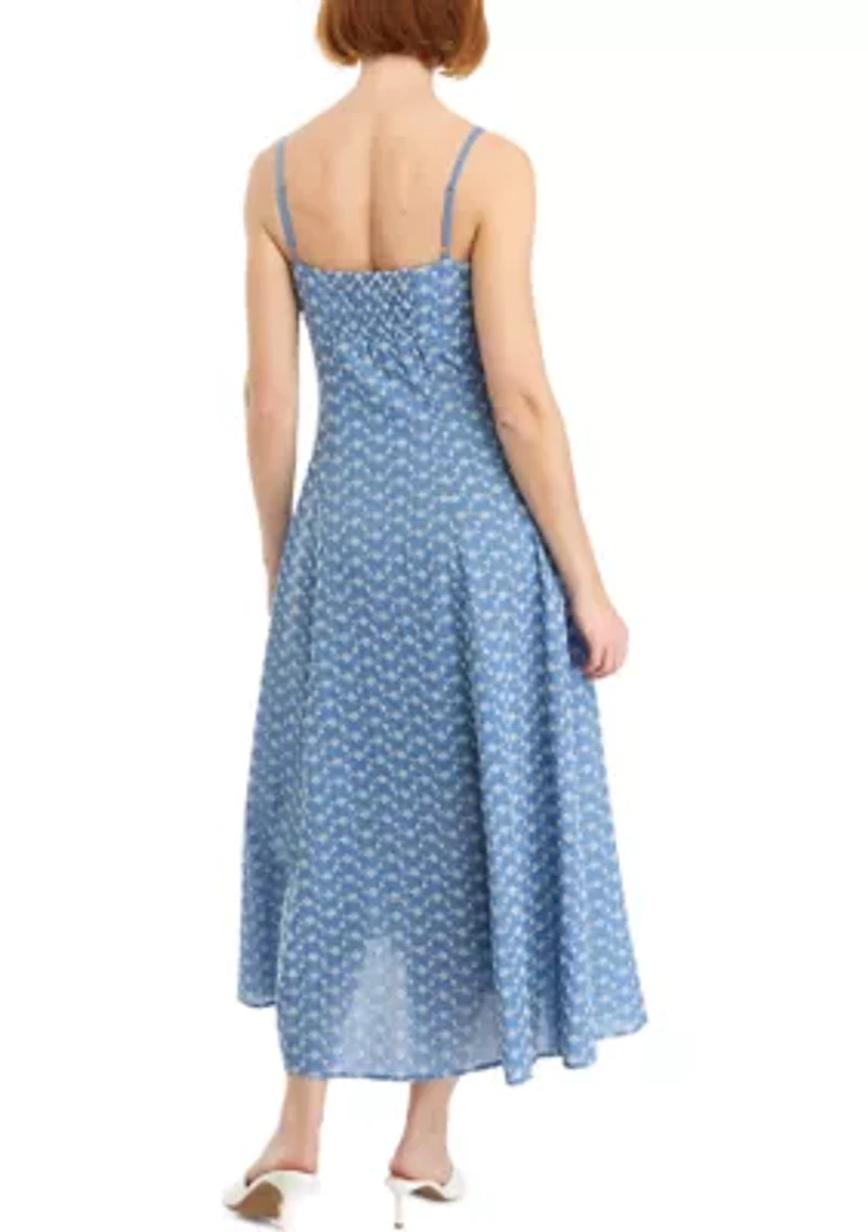 Women's Sleeveless Square Neck Eyelet Midi Dress