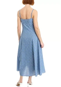 Women's Sleeveless Square Neck Eyelet Midi Dress