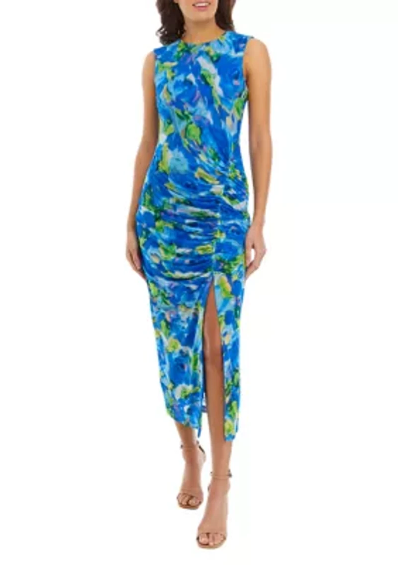 Women's Sleeveless Floral Print Sheath Dress