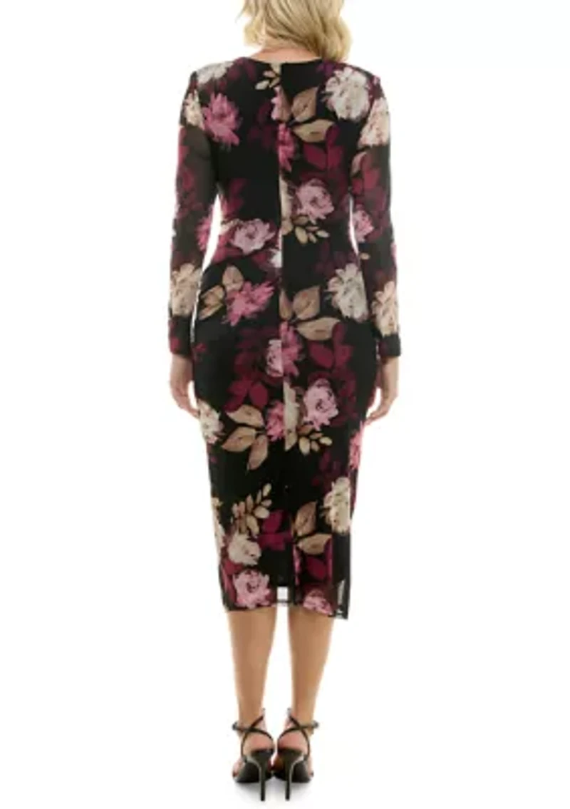 Women's Floral Mesh Bodycon Dress