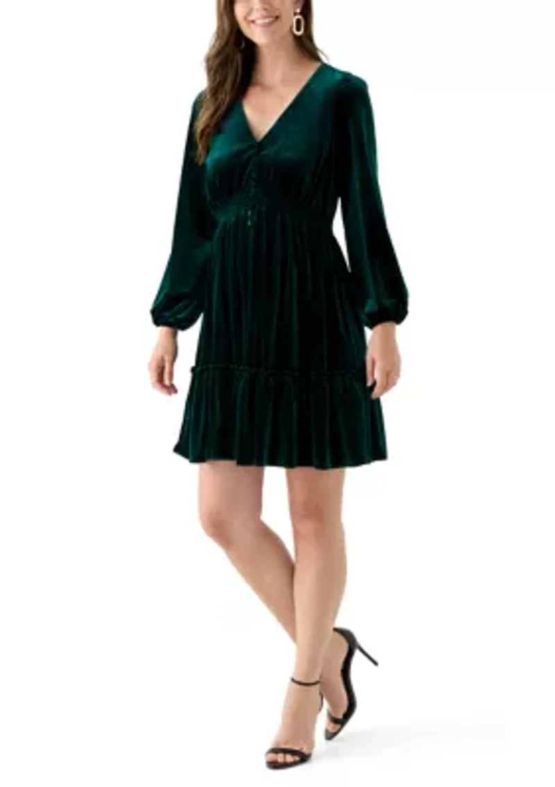 Women's Smocked Waist Ruffle Hem Dress
