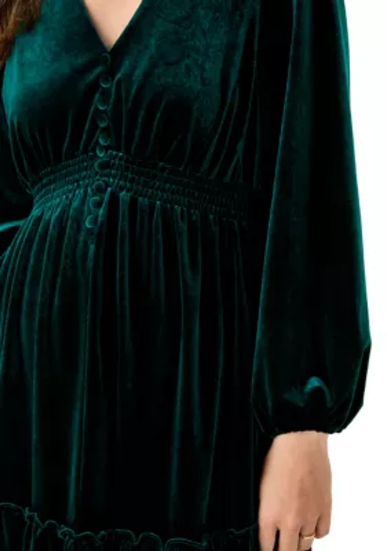 Women's Smocked Waist Ruffle Hem Dress