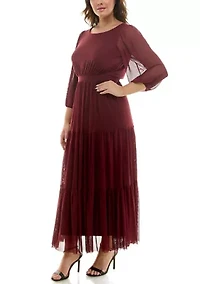 Plus Long Sleeve Tiered Dress