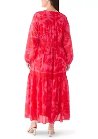 Plus Inverted V Neck A Line Dress