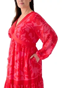 Plus Inverted V Neck A Line Dress