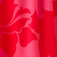 Women's Three-Quarter V-Neck Printed Chiffon Maxi Dress