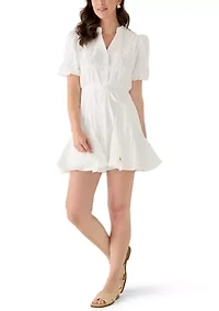 Women's Button Front Soutache Shirt Dress