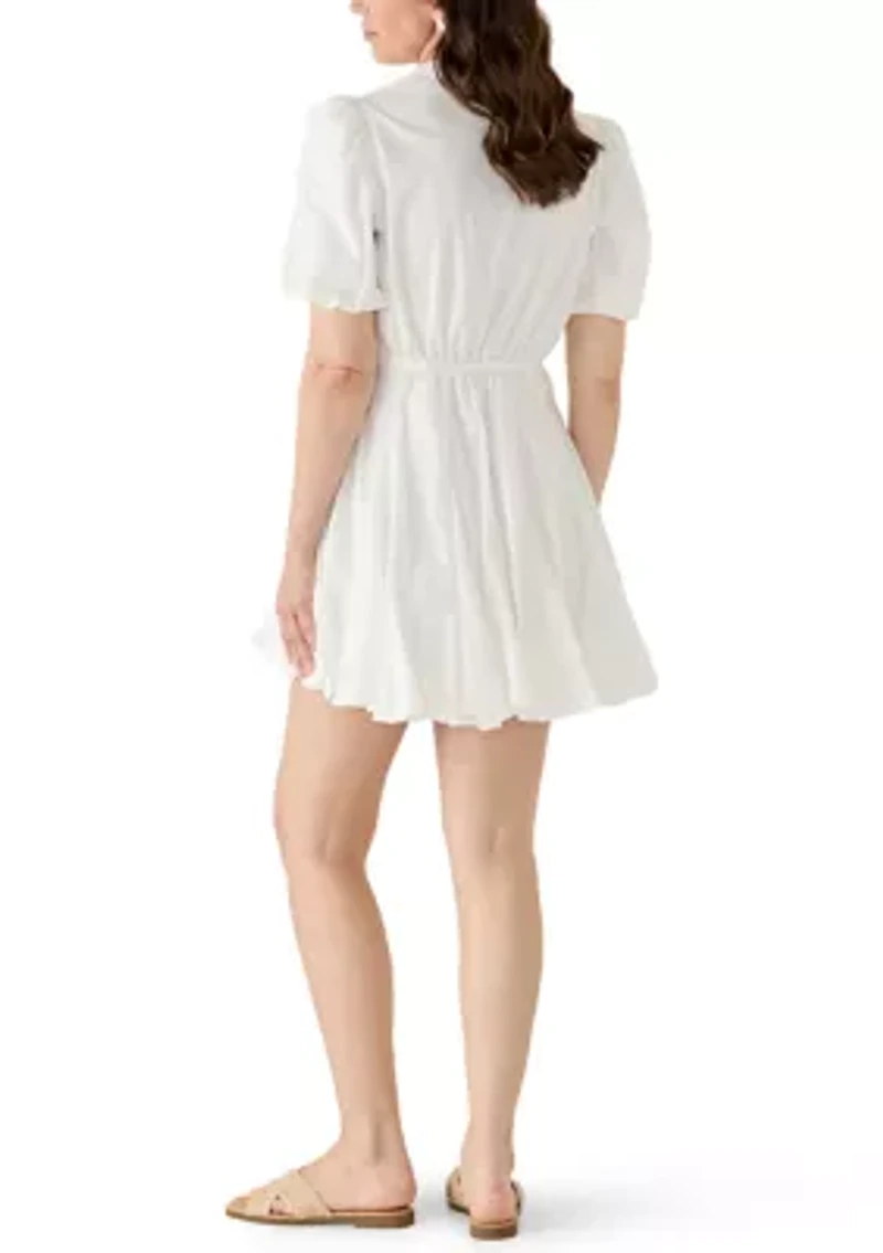 Women's Button Front Soutache Shirt Dress