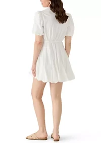 Women's Button Front Soutache Shirt Dress