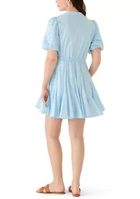Women's Button Front Soutache Shirt Dress